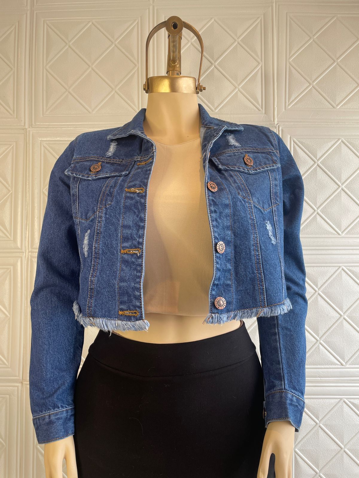 Casaca Crop Casaca Jean Para Mujer Casaca Jean Rasgado